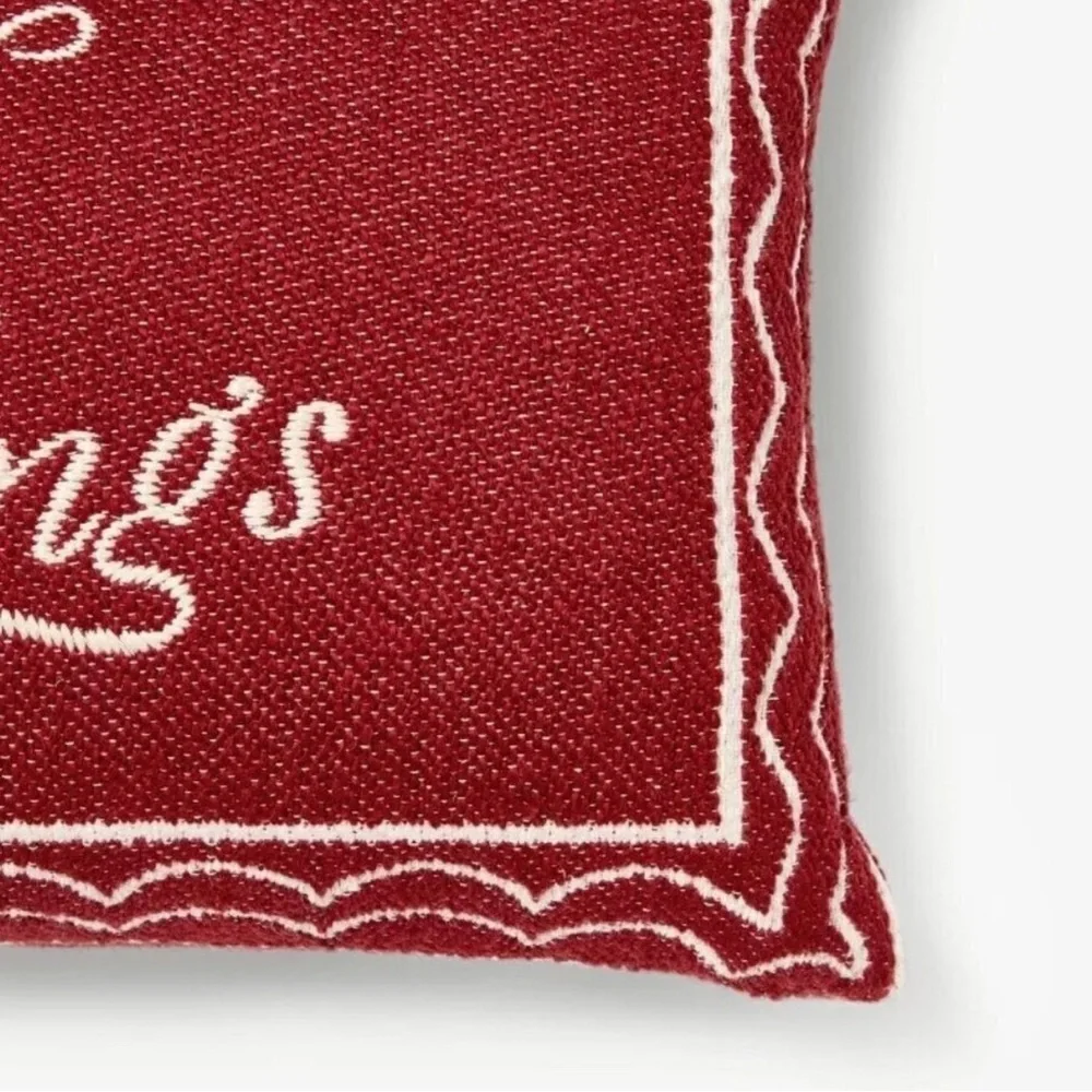 Oversized Woven Good Tidings Lumbar Throw Pillow Red/Cream - Threshold™